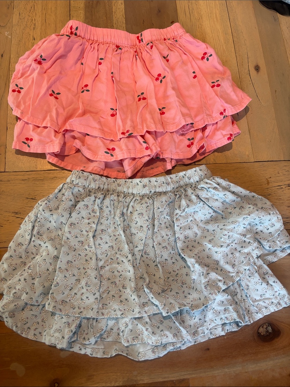 Old Navy Pink Cherry & Light Blue Floral Tiered Skirts